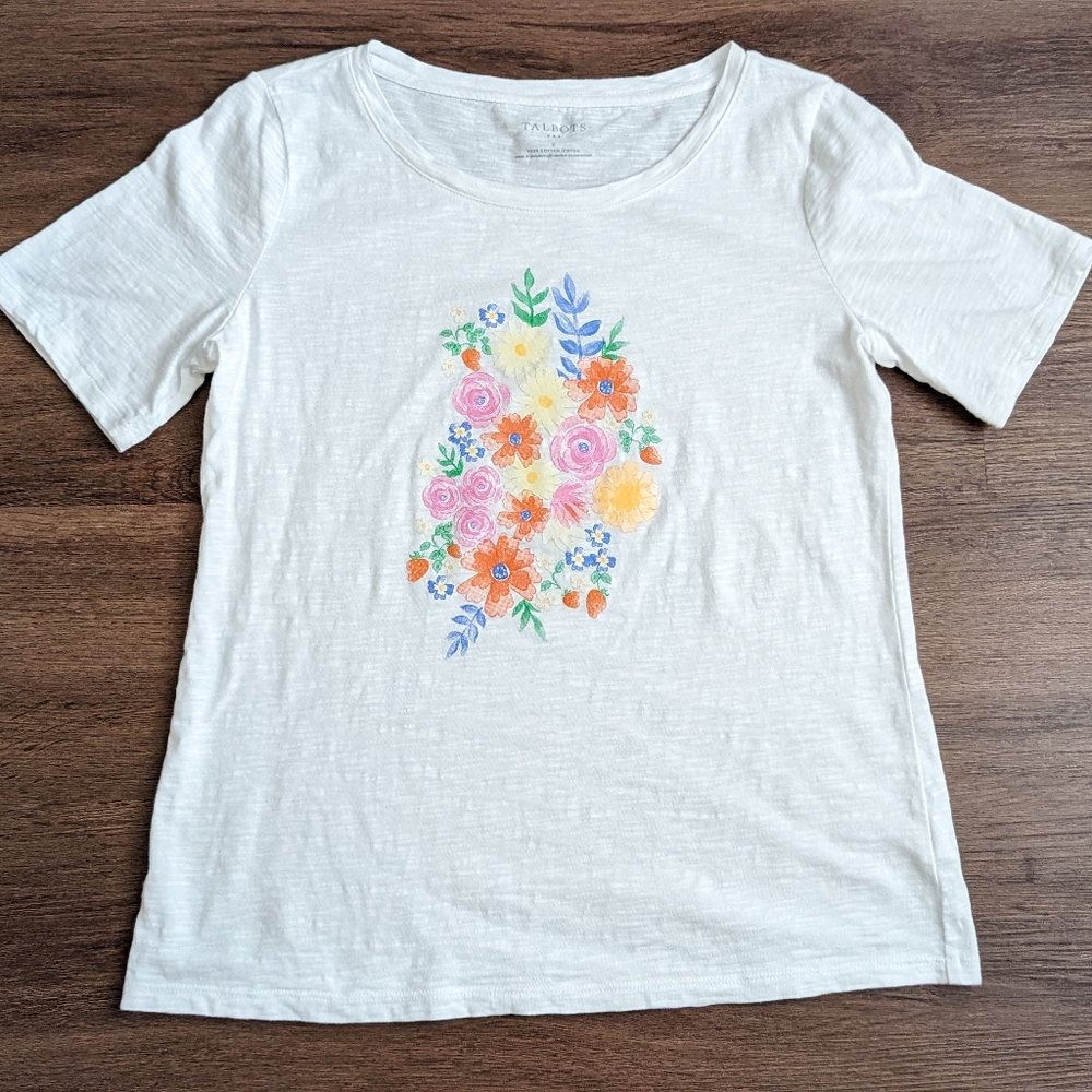 Talbots White T-shirt With Floral Print